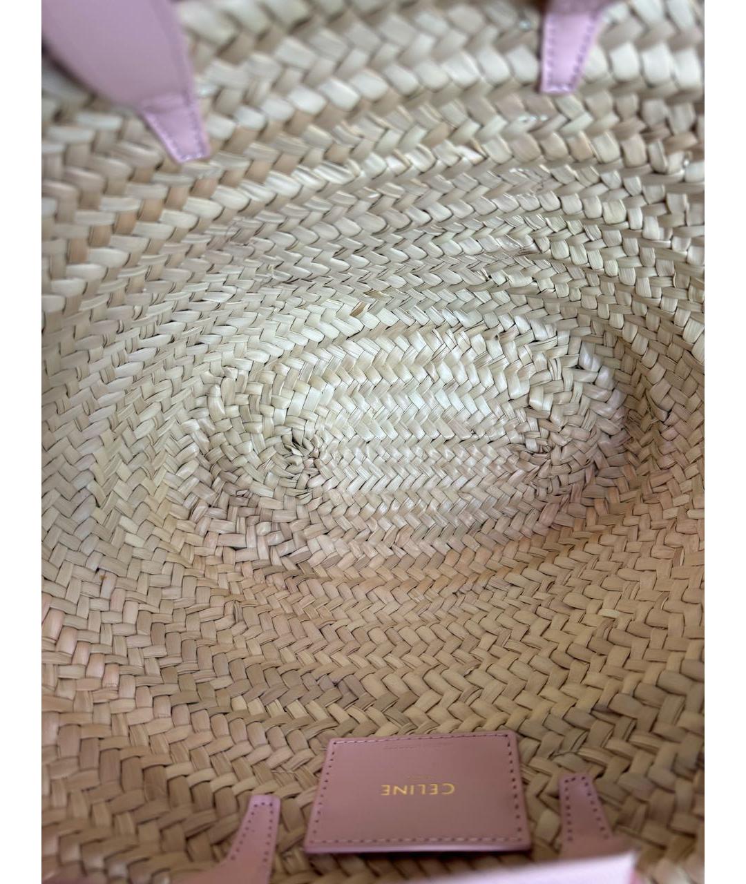 CELINE PRE-OWNED Розовая пелетеная пляжная сумка, фото 5