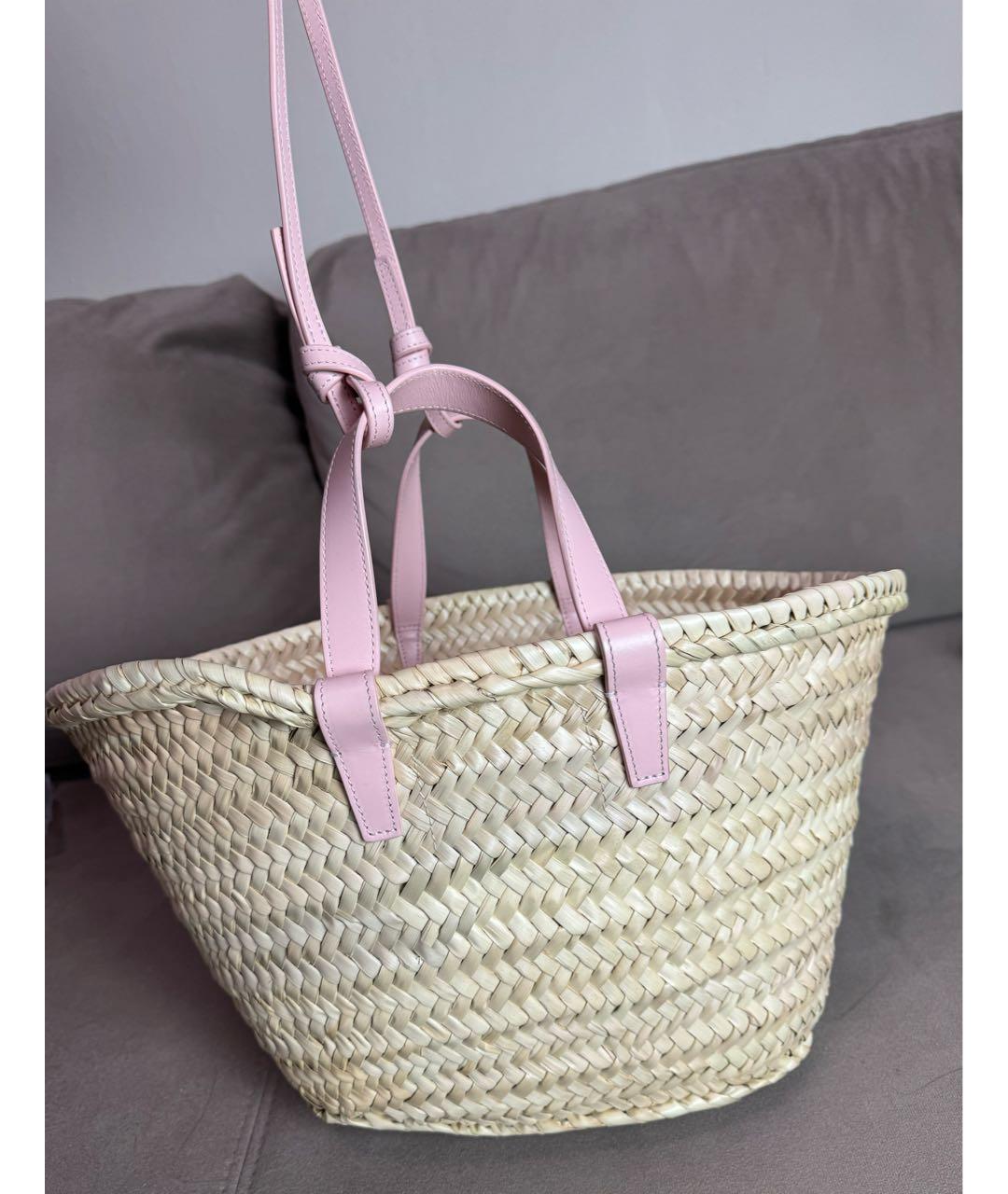 CELINE PRE-OWNED Розовая пелетеная пляжная сумка, фото 4