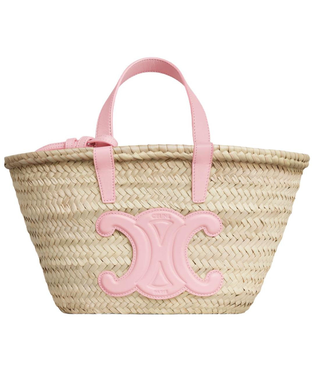CELINE PRE-OWNED Розовая пелетеная пляжная сумка, фото 1