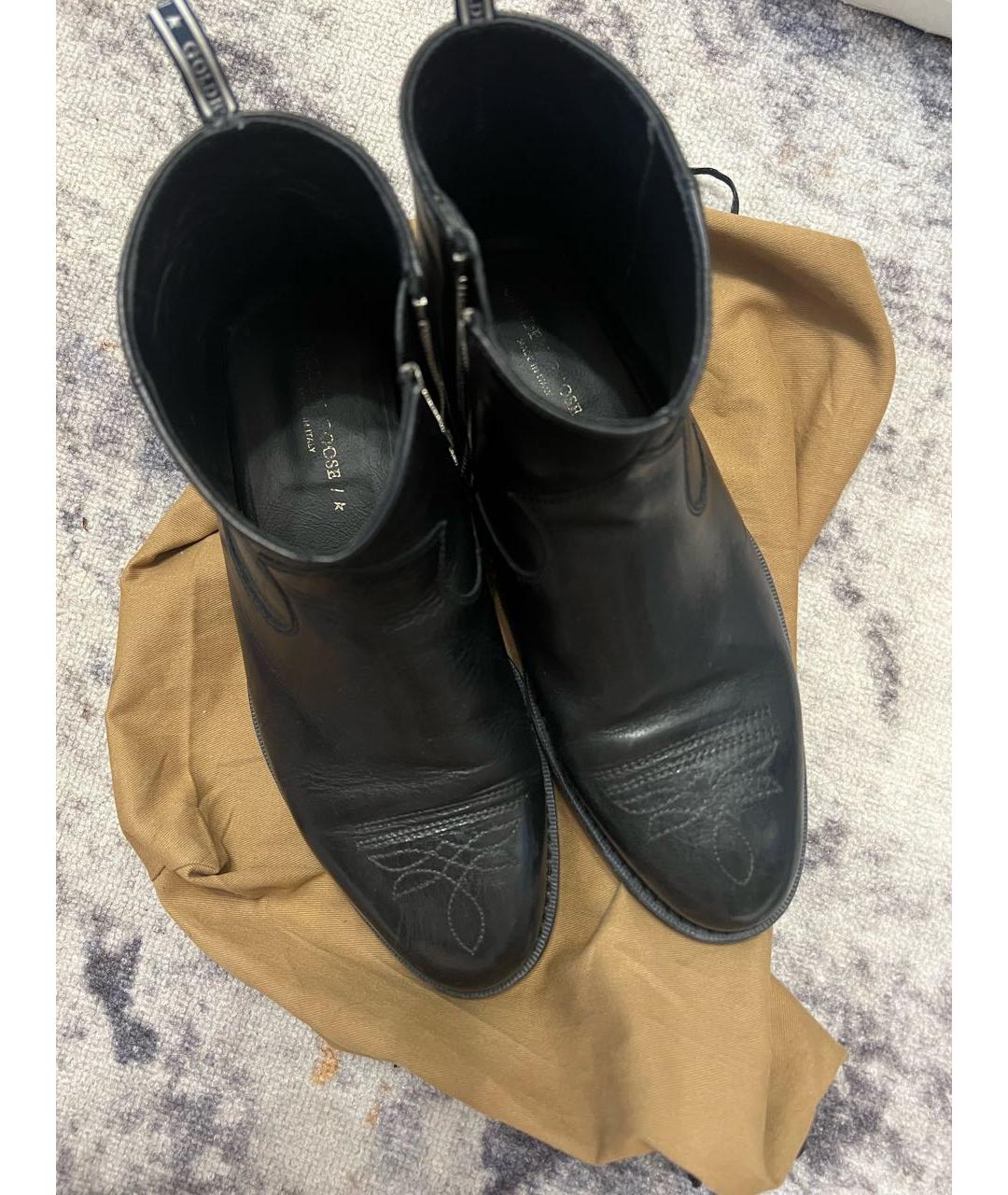GOLDEN GOOSE DELUXE BRAND Черные кожаные низкие ботинки, фото 2