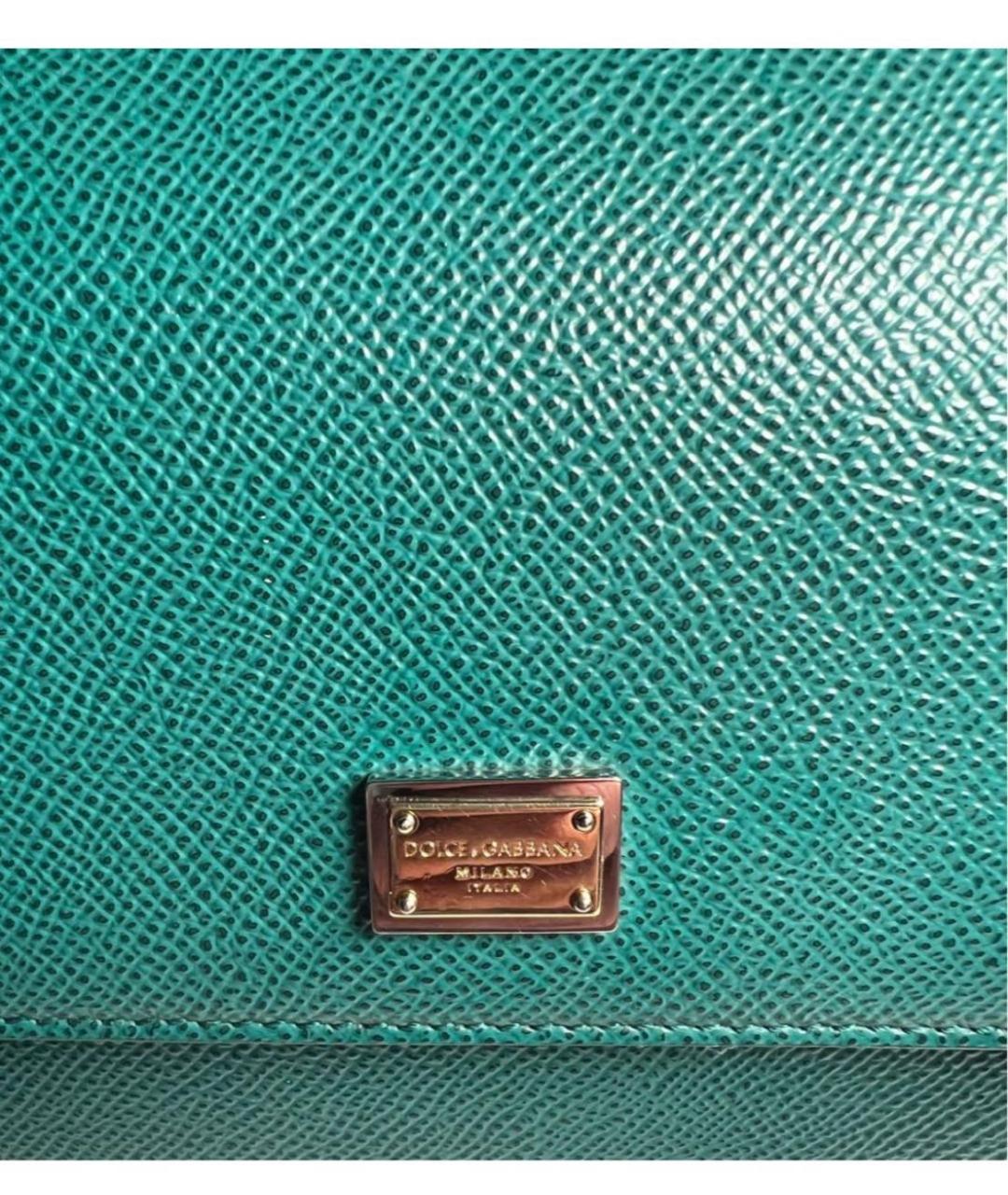 DOLCE&GABBANA Зеленая кожаная сумка с короткими ручками, фото 7