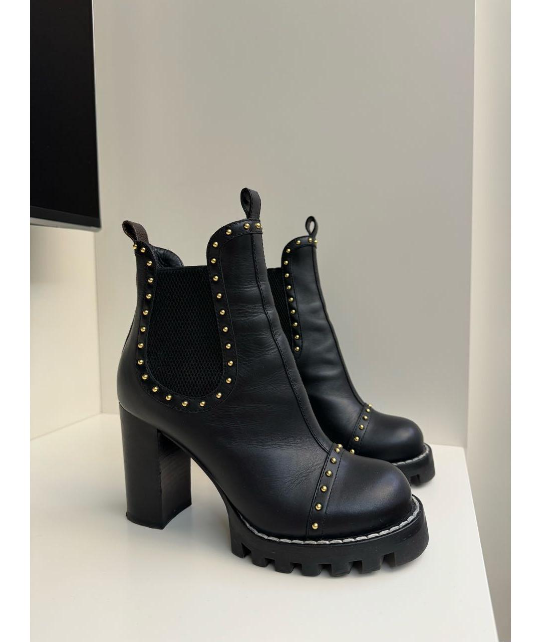 LOUIS VUITTON Черные кожаные ботильоны, фото 5