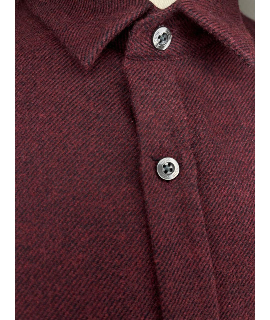 HUGO BOSS Бордовая хлопковая кэжуал рубашка, фото 3