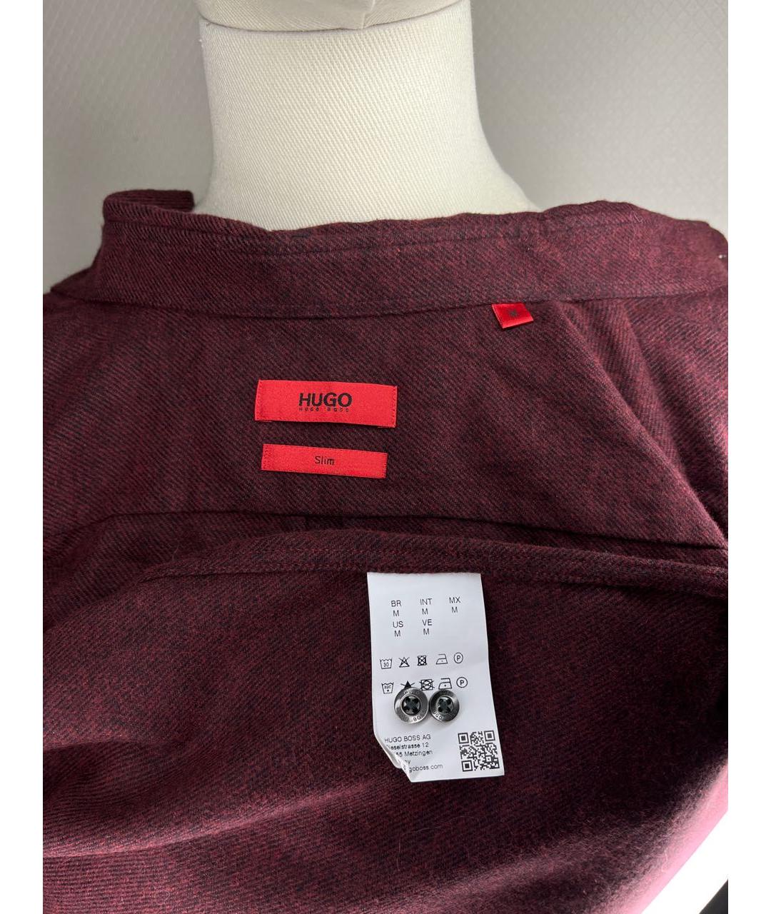 HUGO BOSS Бордовая хлопковая кэжуал рубашка, фото 8