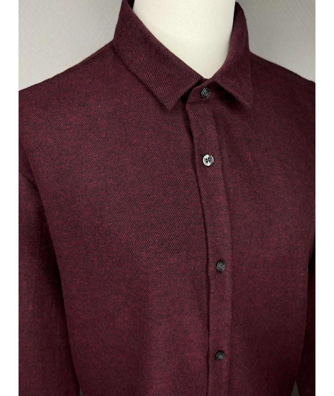HUGO BOSS Бордовая хлопковая кэжуал рубашка, фото 2