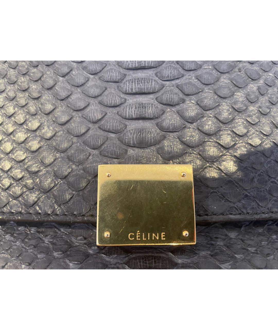 CELINE PRE-OWNED Темно-синяя сумка с короткими ручками из экзотической кожи, фото 2