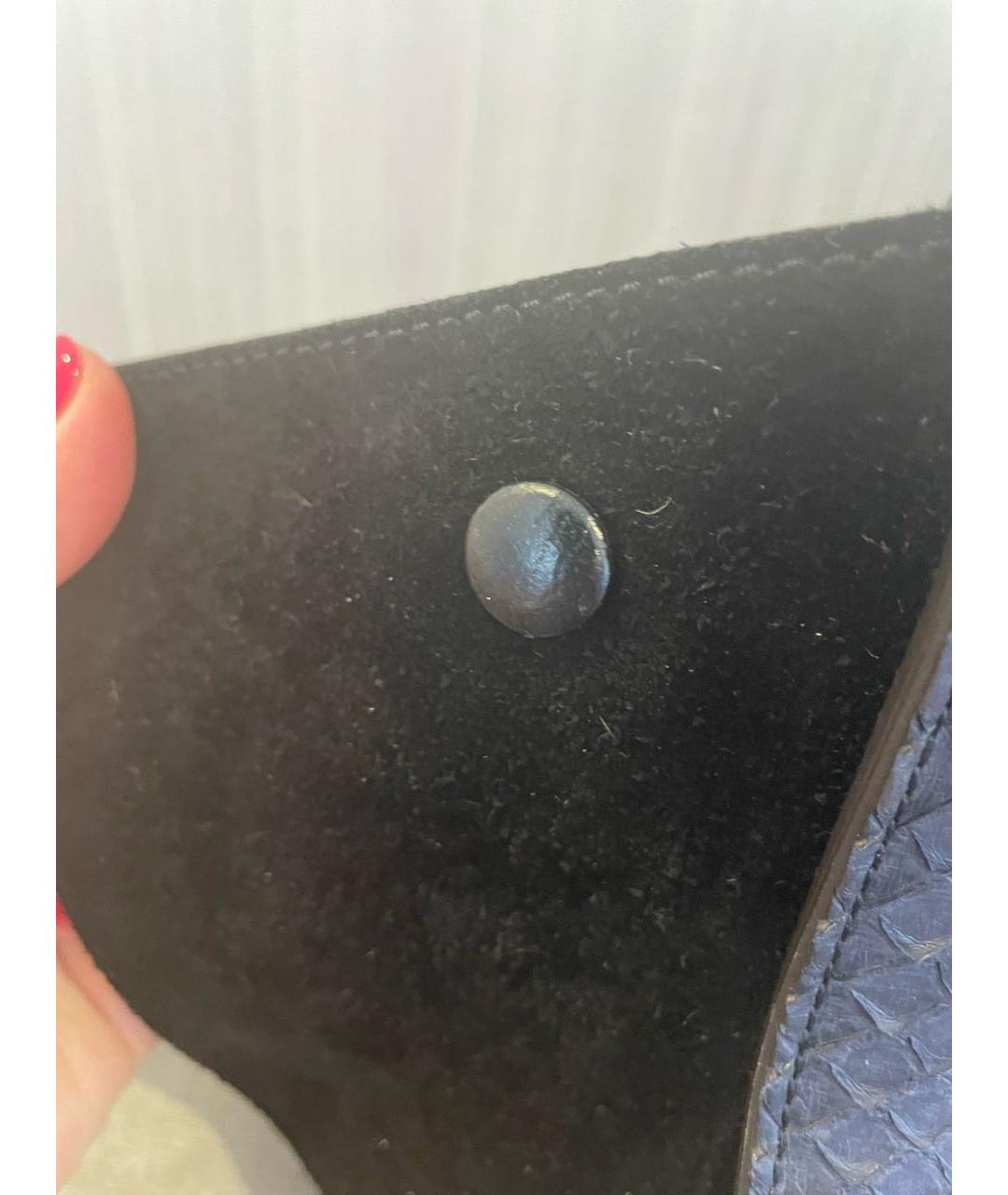 CELINE PRE-OWNED Темно-синяя сумка с короткими ручками из экзотической кожи, фото 7