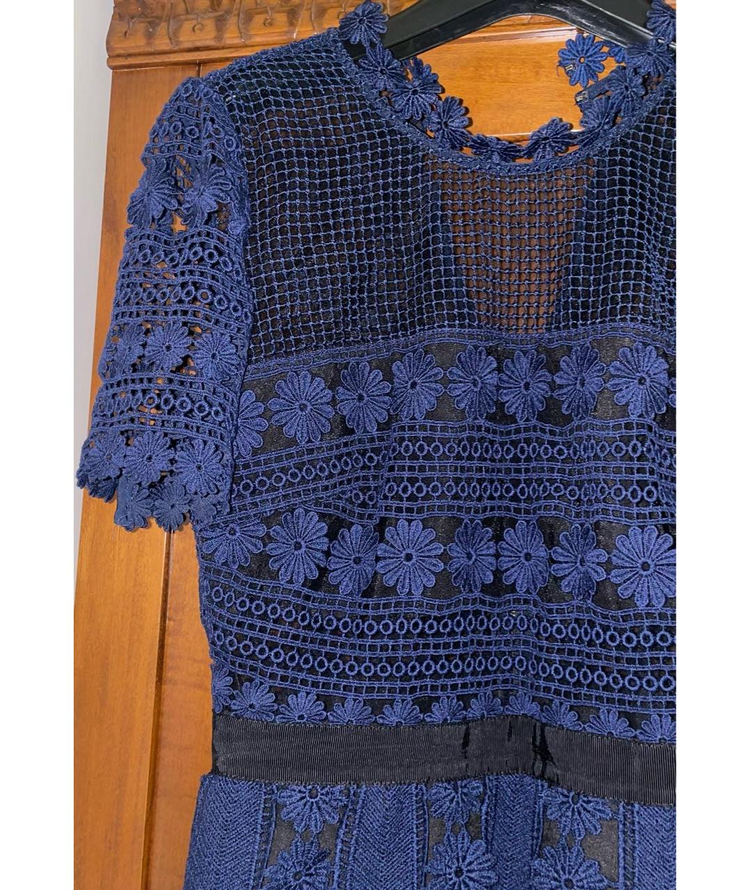 SELF-PORTRAIT Темно-синее кружевное коктейльное платье, фото 3