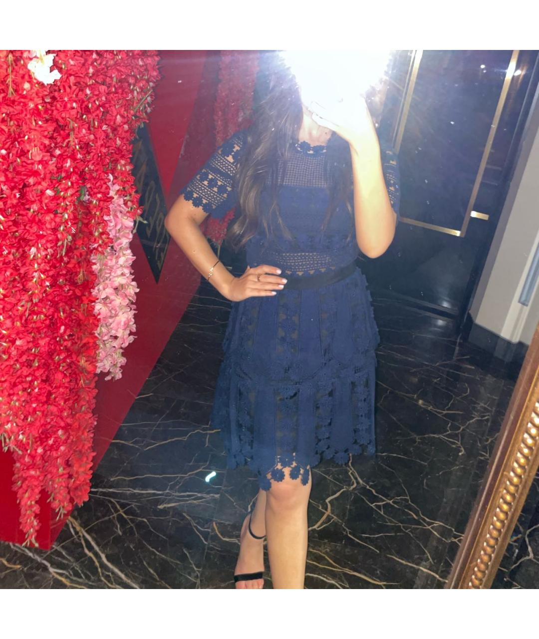 SELF-PORTRAIT Темно-синее кружевное коктейльное платье, фото 4