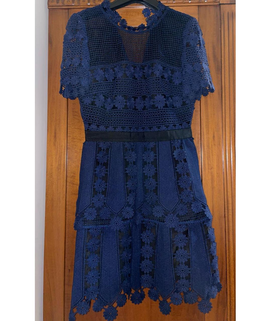 SELF-PORTRAIT Темно-синее кружевное коктейльное платье, фото 2