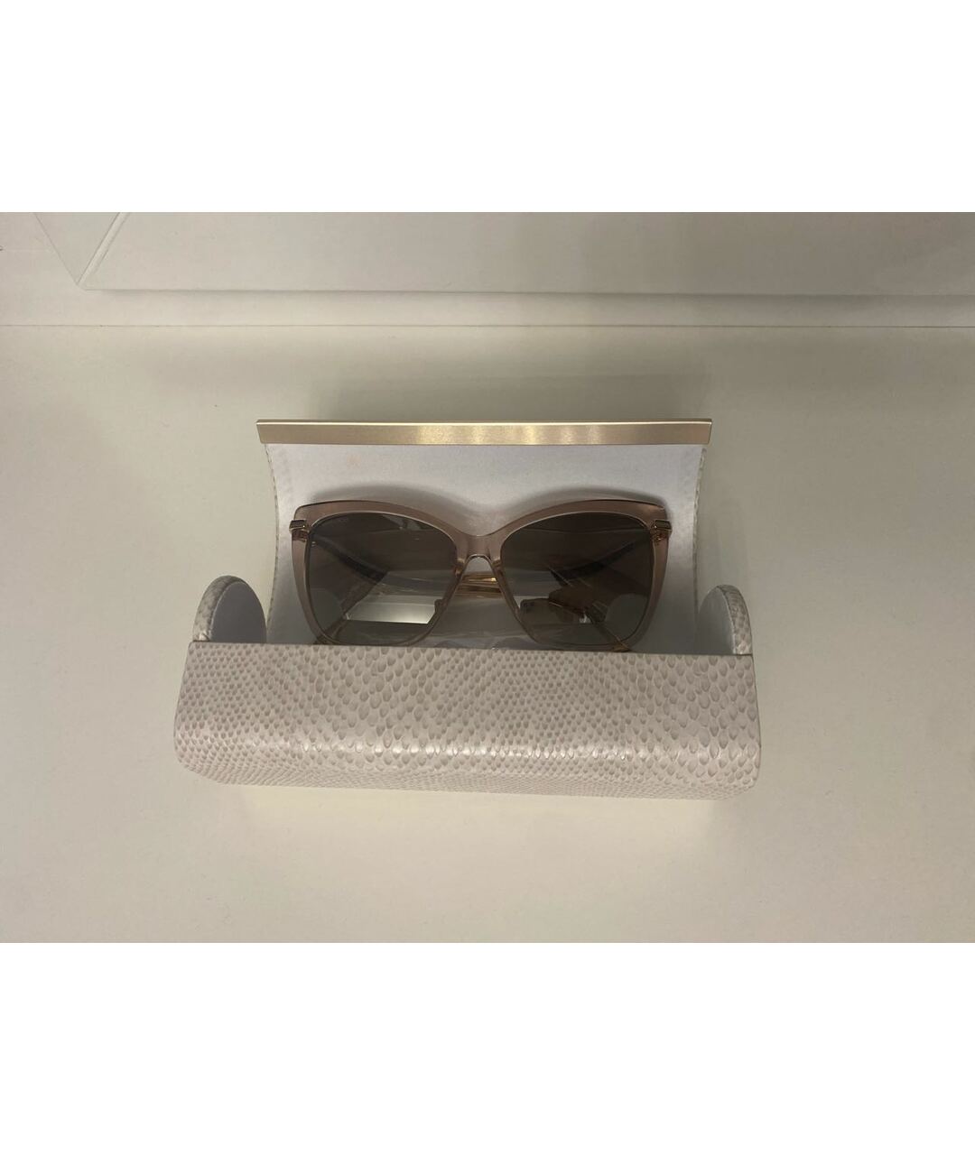 JIMMY CHOO Бежевые пластиковые солнцезащитные очки, фото 6
