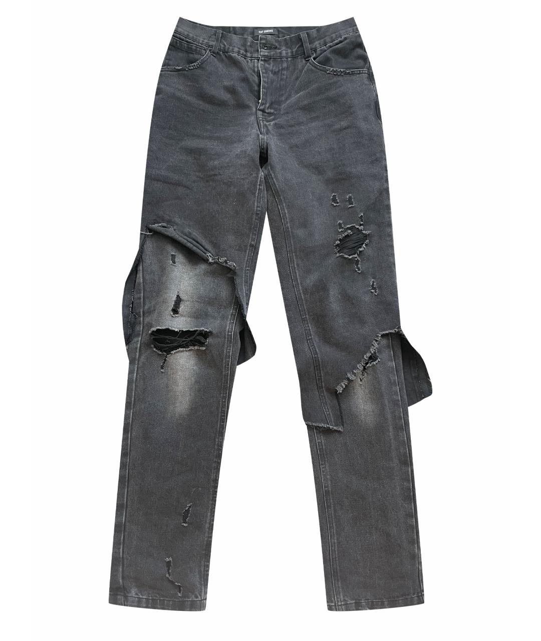 RAF SIMONS Черные хлопковые джинсы скинни, фото 1