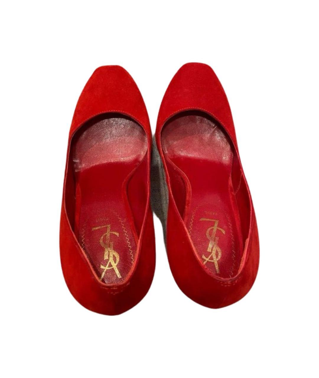 SAINT LAURENT Красные замшевые туфли, фото 3