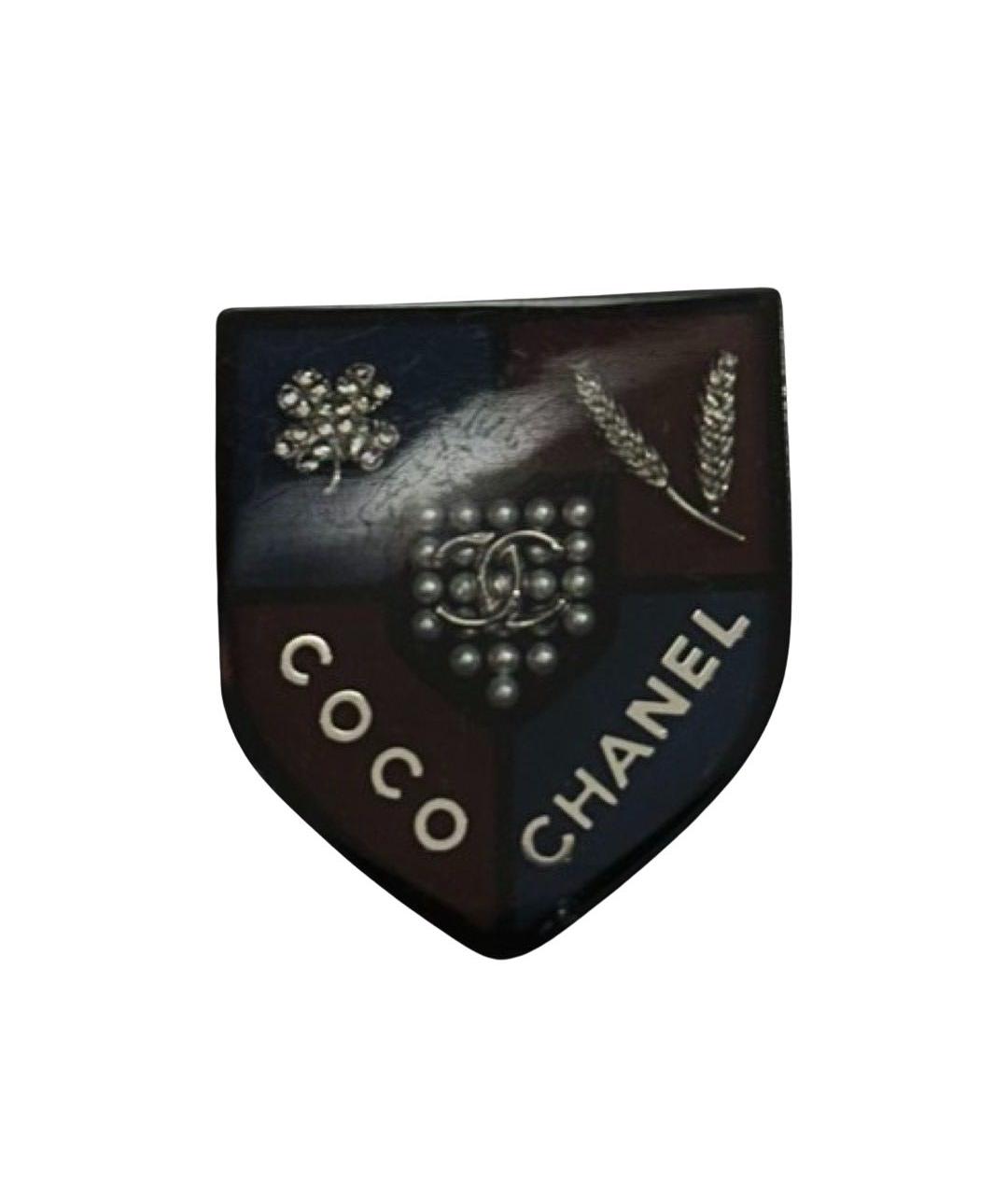 CHANEL PRE-OWNED Темно-синяя пластиковая булавка / брошь, фото 1