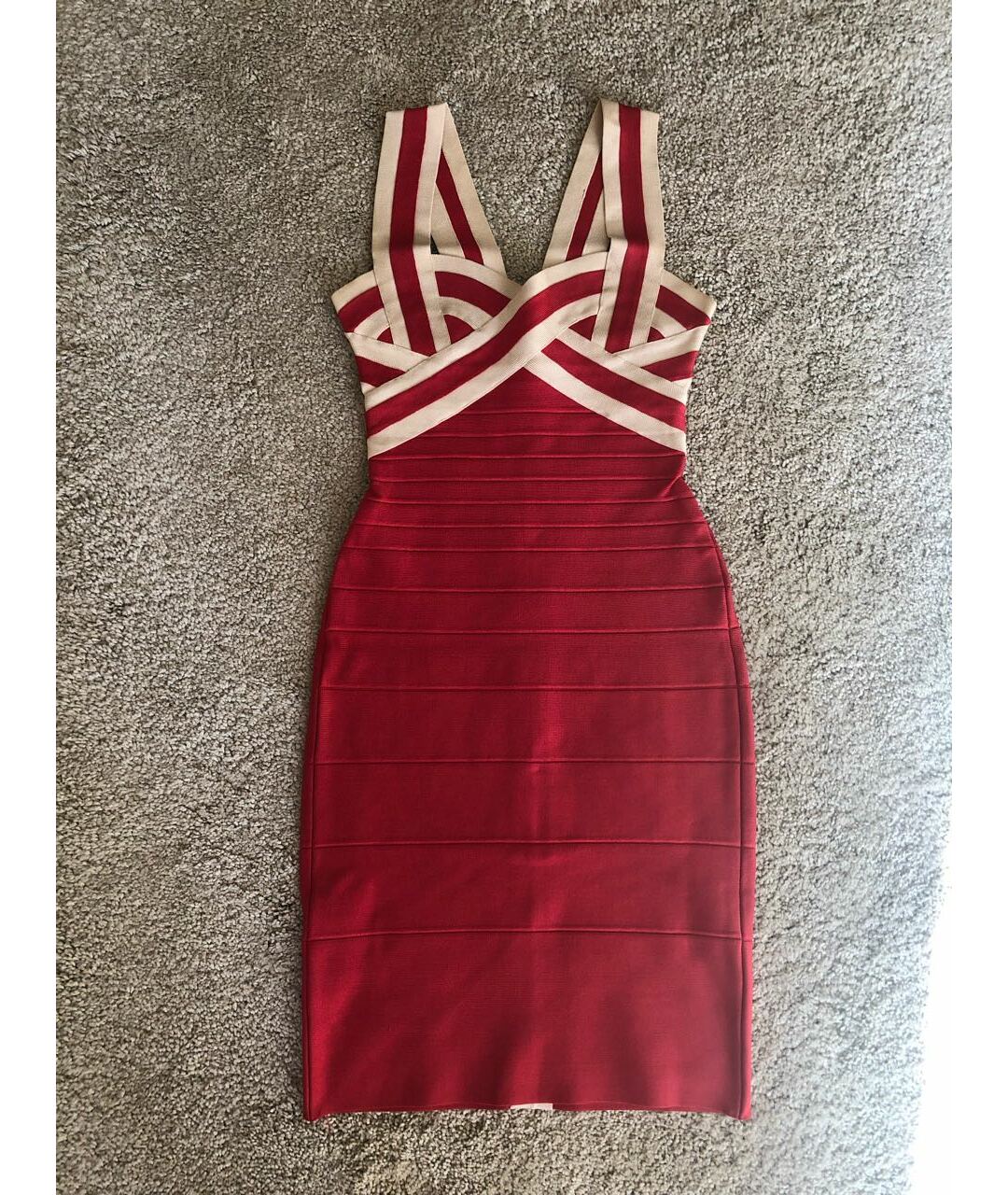 HERVE LEGER Красное синтетическое коктейльное платье, фото 5