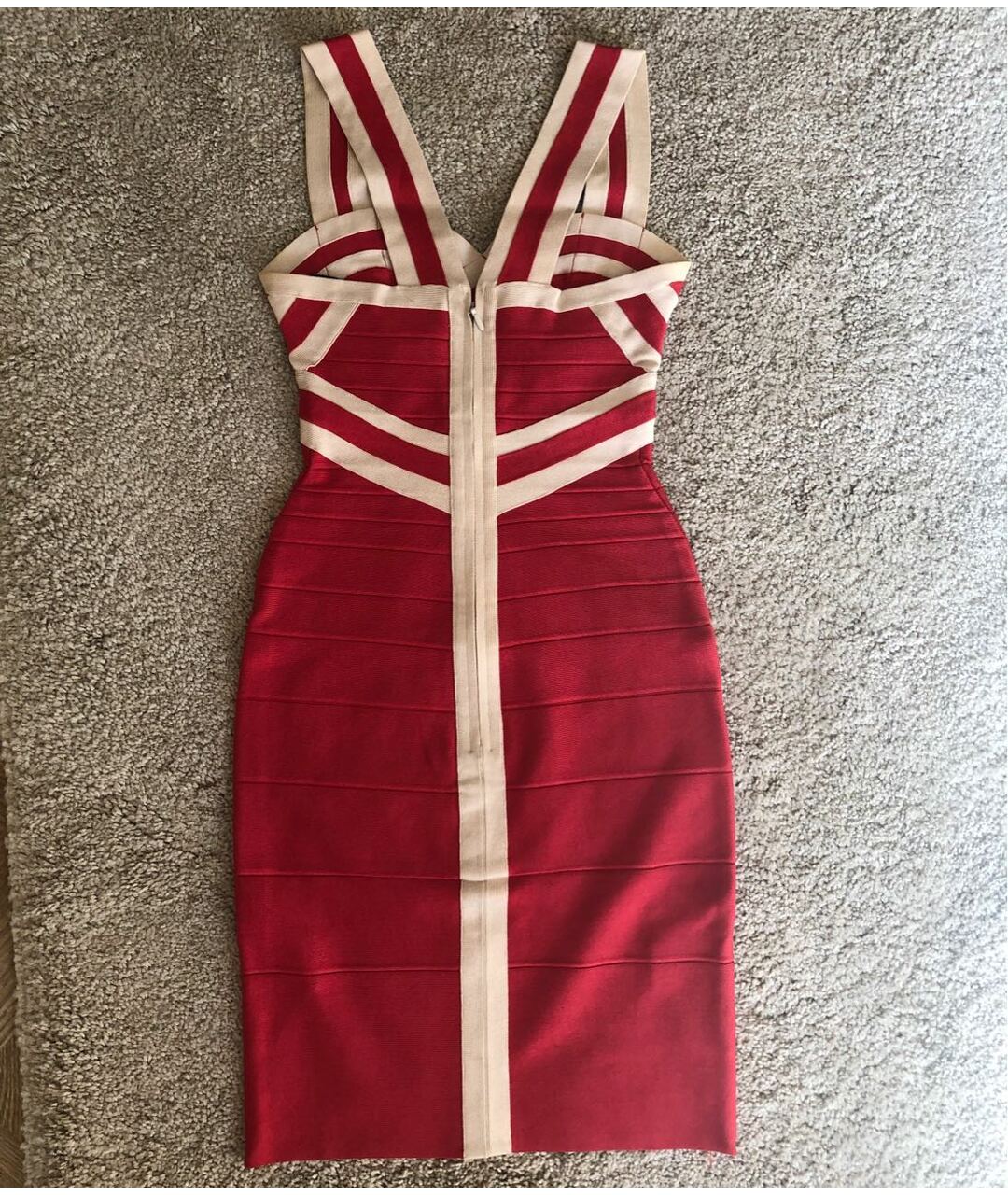 HERVE LEGER Красное синтетическое коктейльное платье, фото 2
