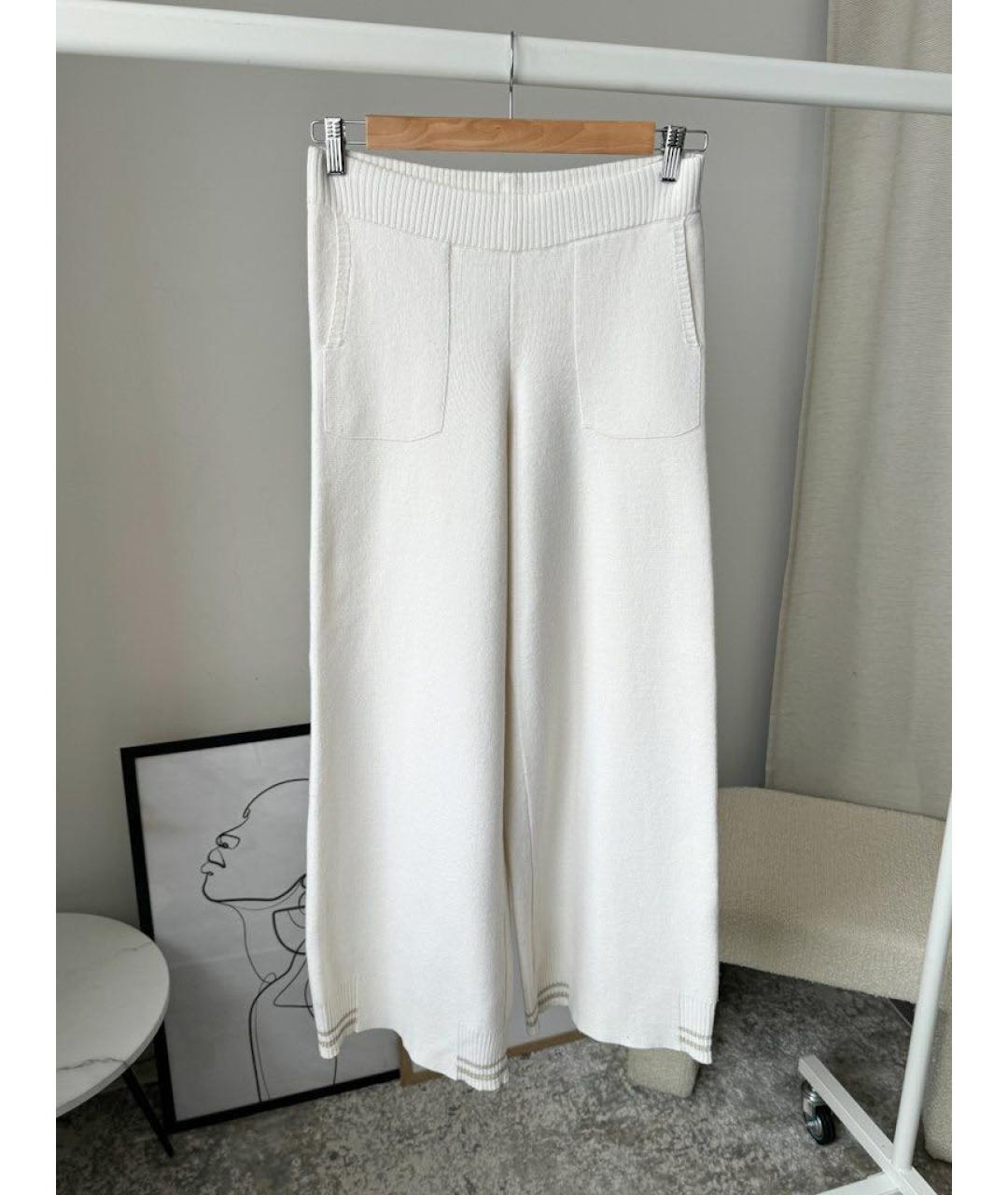 PANICALE Белые кашемировые брюки широкие, фото 5