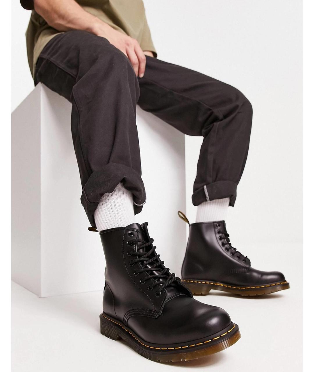 DR. MARTENS Черные кожаные высокие ботинки, фото 3