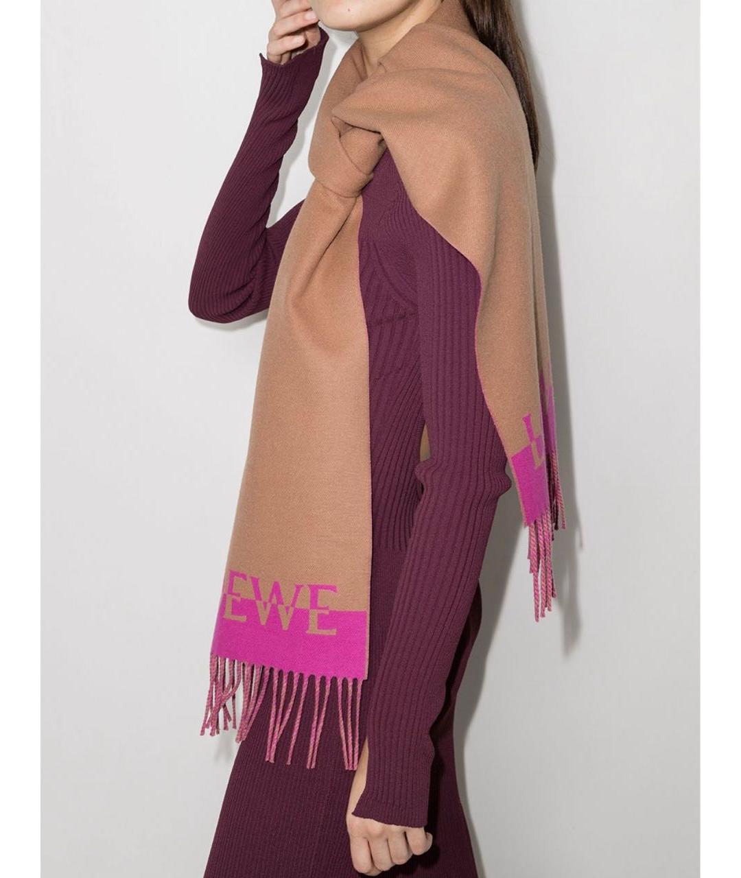 LOEWE Фуксия шерстяной шарф, фото 3