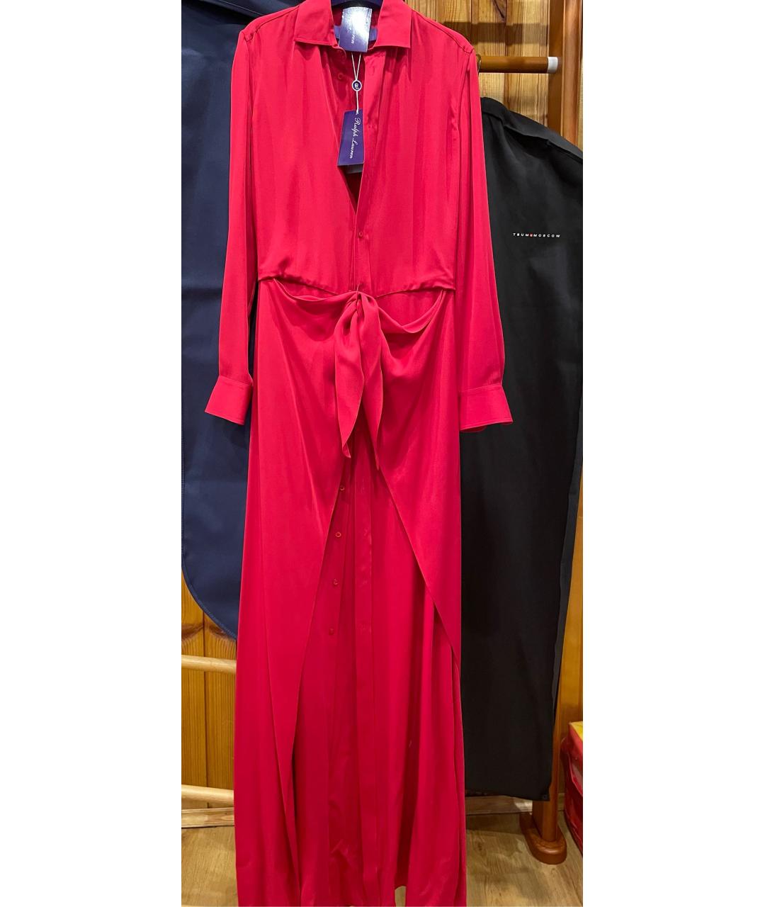 RALPH LAUREN PURPLE LABEL Красное шелковое платье, фото 5