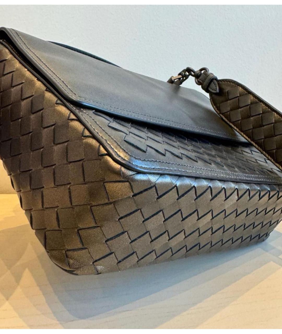 BOTTEGA VENETA Хаки кожаная сумка через плечо, фото 3