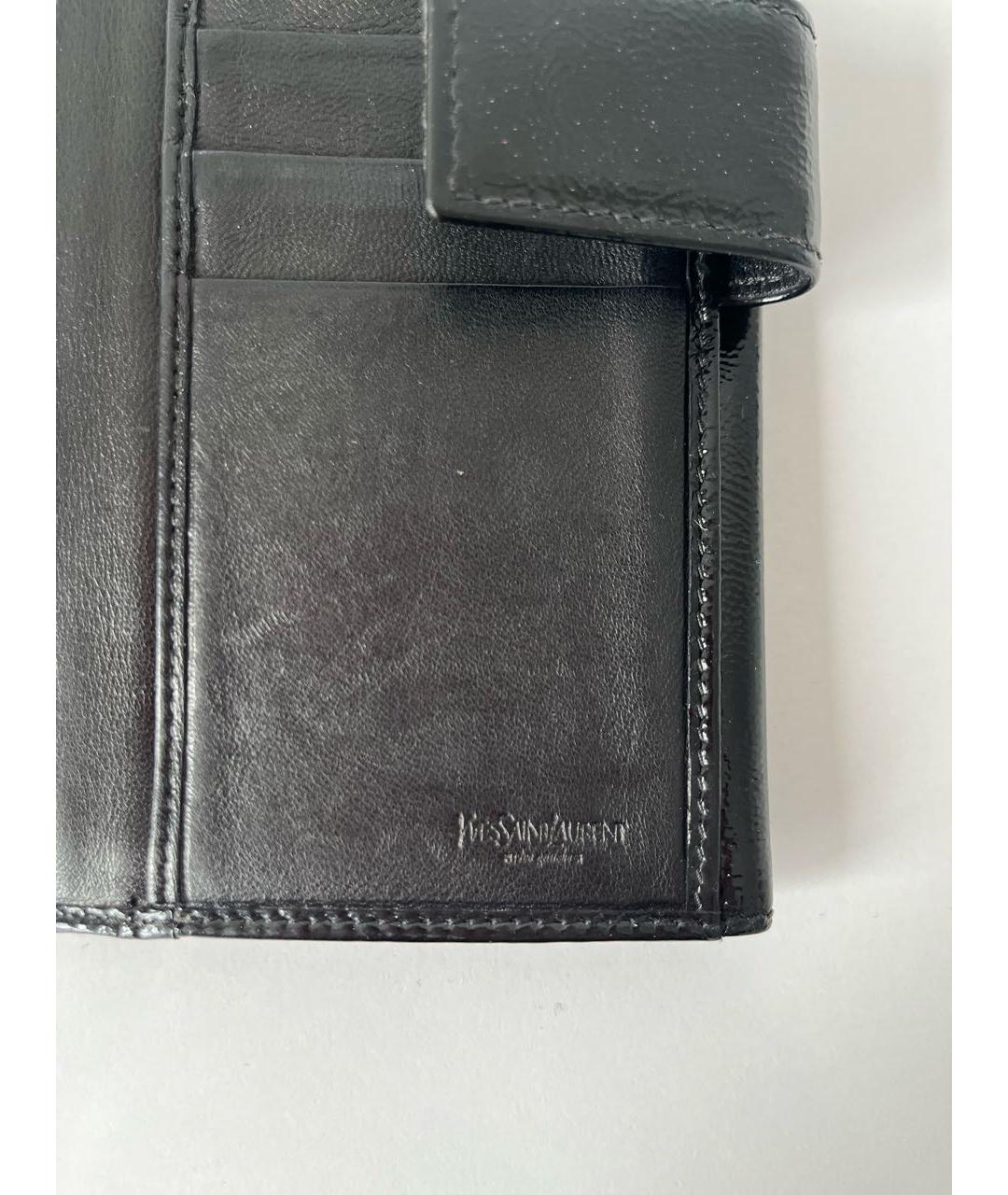 SAINT LAURENT Черный кожаный кошелек, фото 5