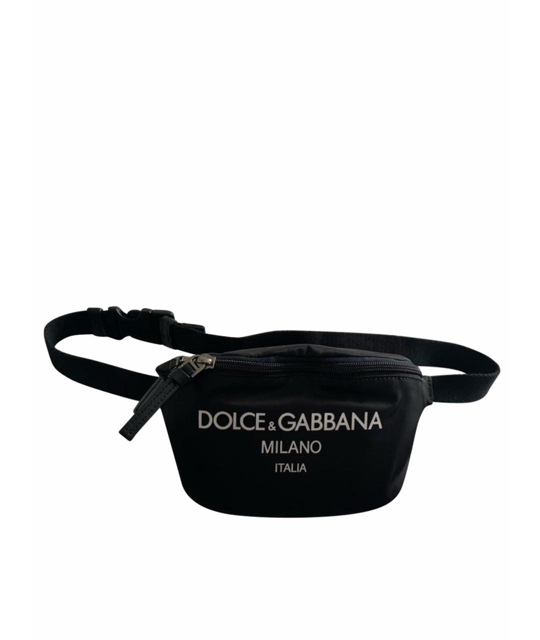 DOLCE&GABBANA Черная синтетическая поясная сумка, фото 1