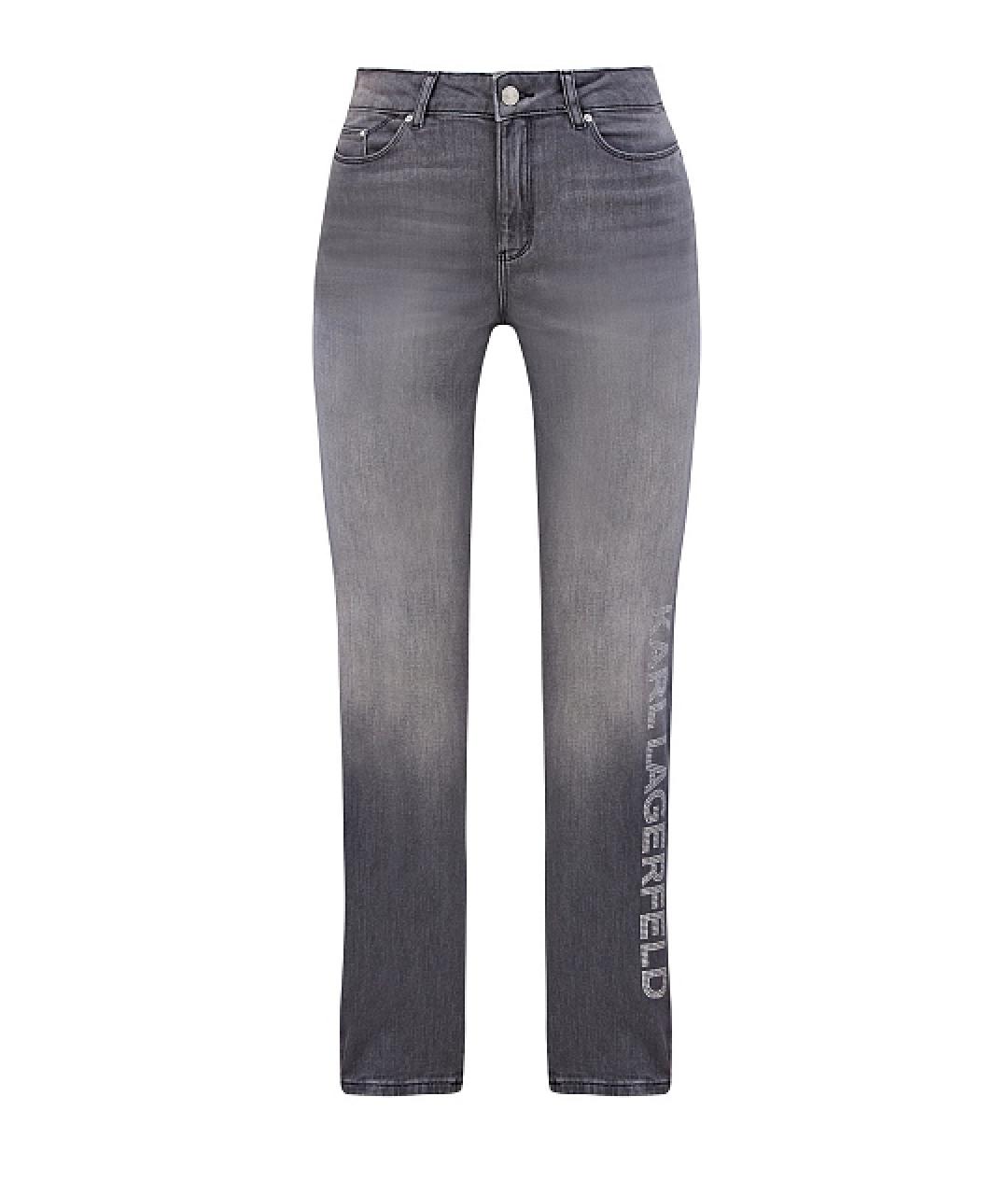 KARL LAGERFELD Серые хлопко-эластановые прямые джинсы, фото 6