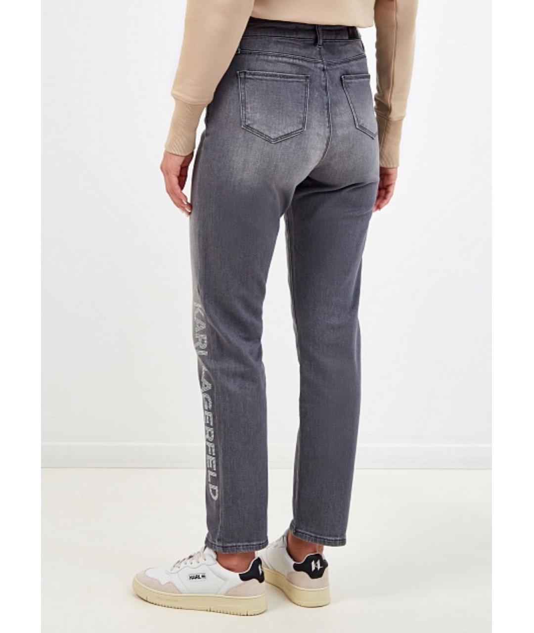 KARL LAGERFELD Серые хлопко-эластановые прямые джинсы, фото 4