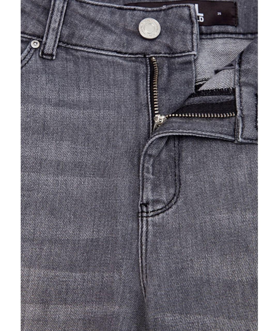KARL LAGERFELD Серые хлопко-эластановые прямые джинсы, фото 5
