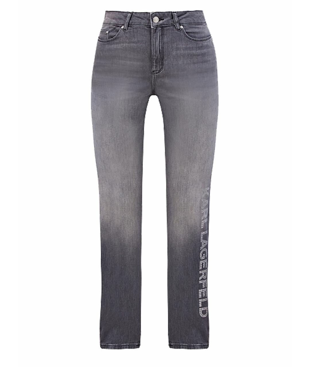 KARL LAGERFELD Серые хлопко-эластановые прямые джинсы, фото 1