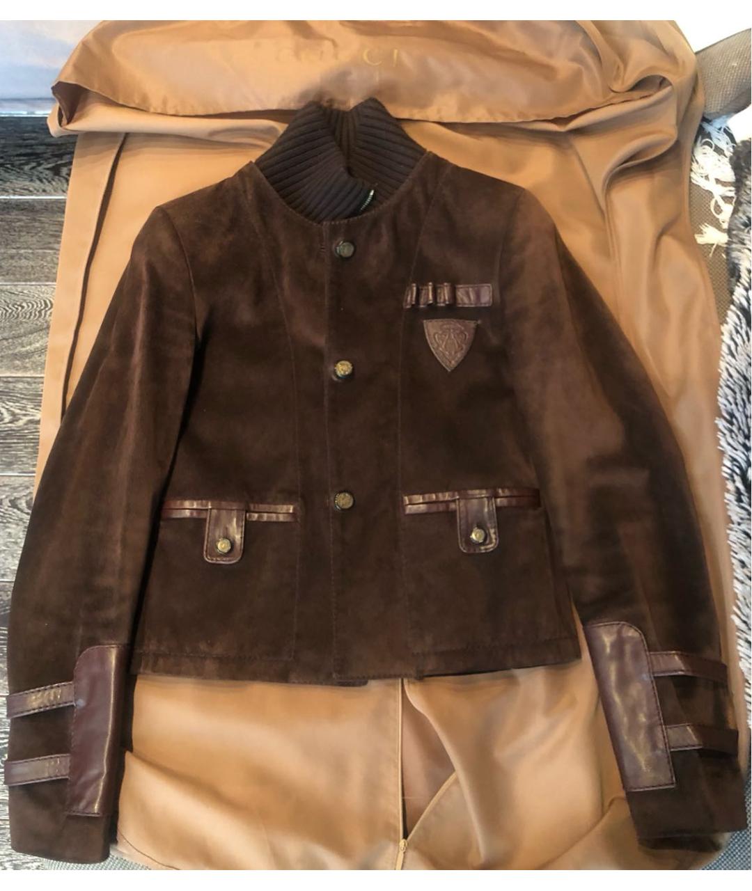 GUCCI Коричневая замшевая куртка, фото 6