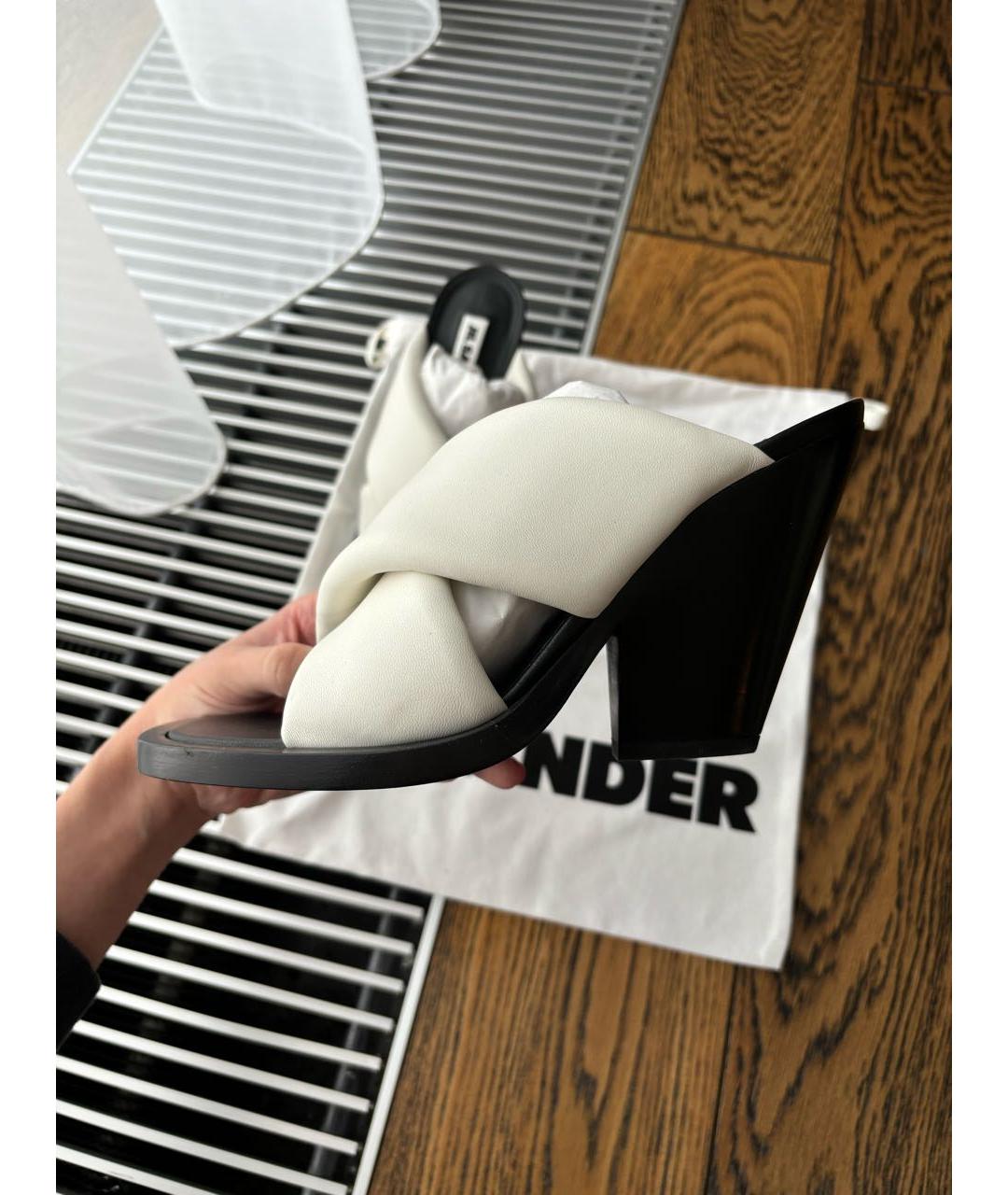 JIL SANDER Белые кожаные босоножки, фото 8
