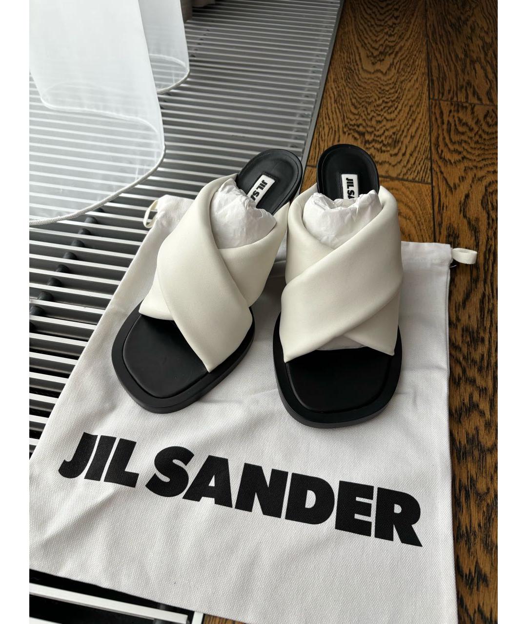 JIL SANDER Белые кожаные босоножки, фото 2