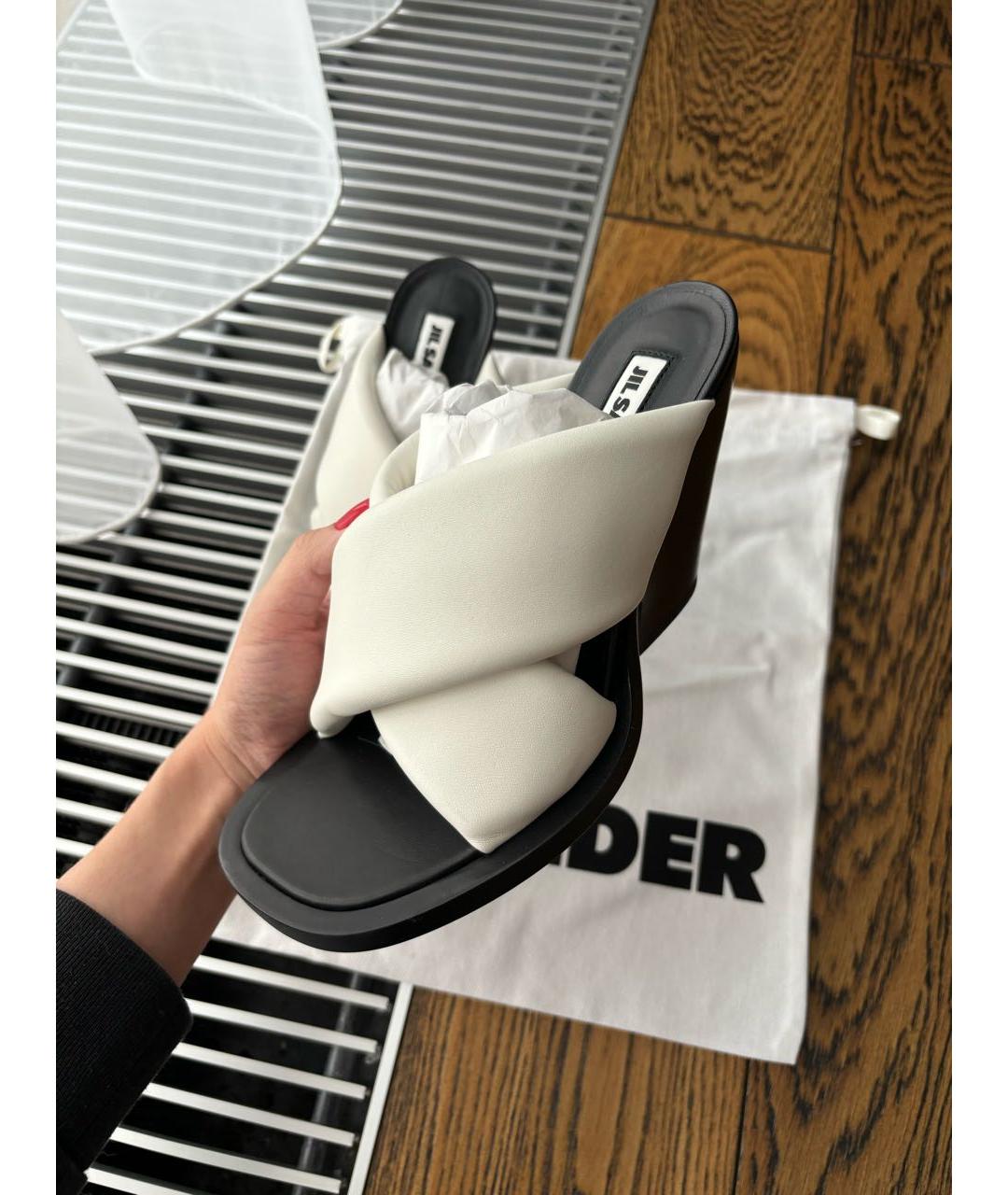 JIL SANDER Белые кожаные босоножки, фото 3