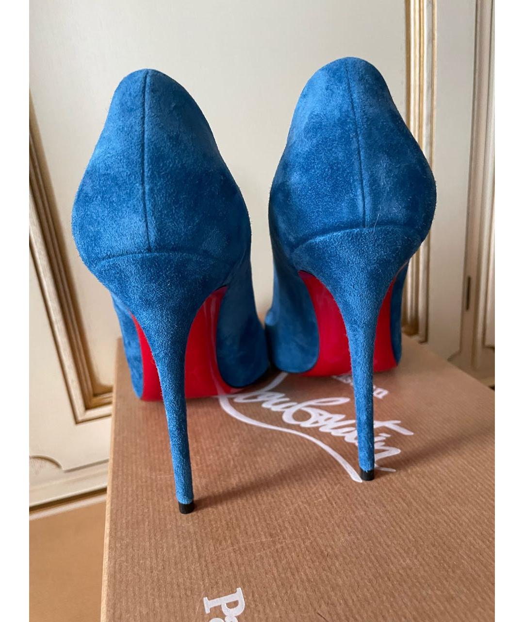 CHRISTIAN LOUBOUTIN Синие замшевые туфли, фото 4