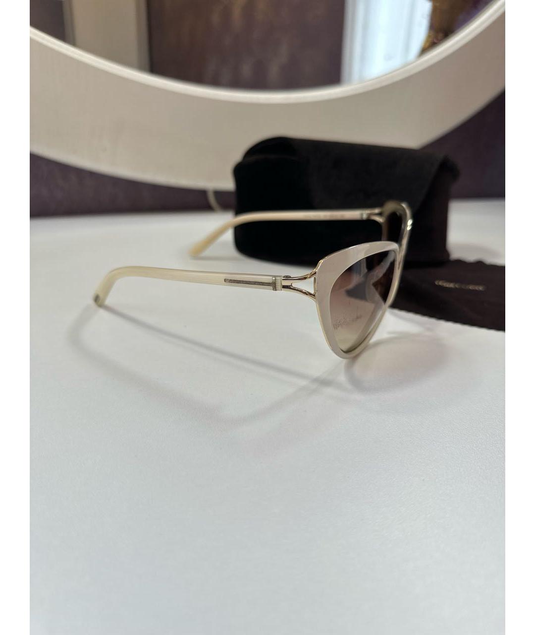 TOM FORD Белые металлические солнцезащитные очки, фото 3