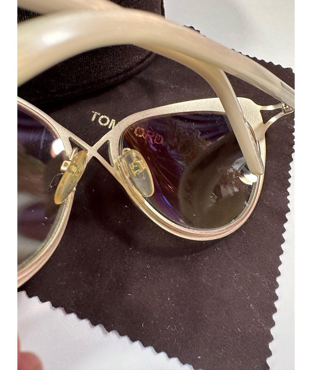 TOM FORD Белые металлические солнцезащитные очки, фото 6