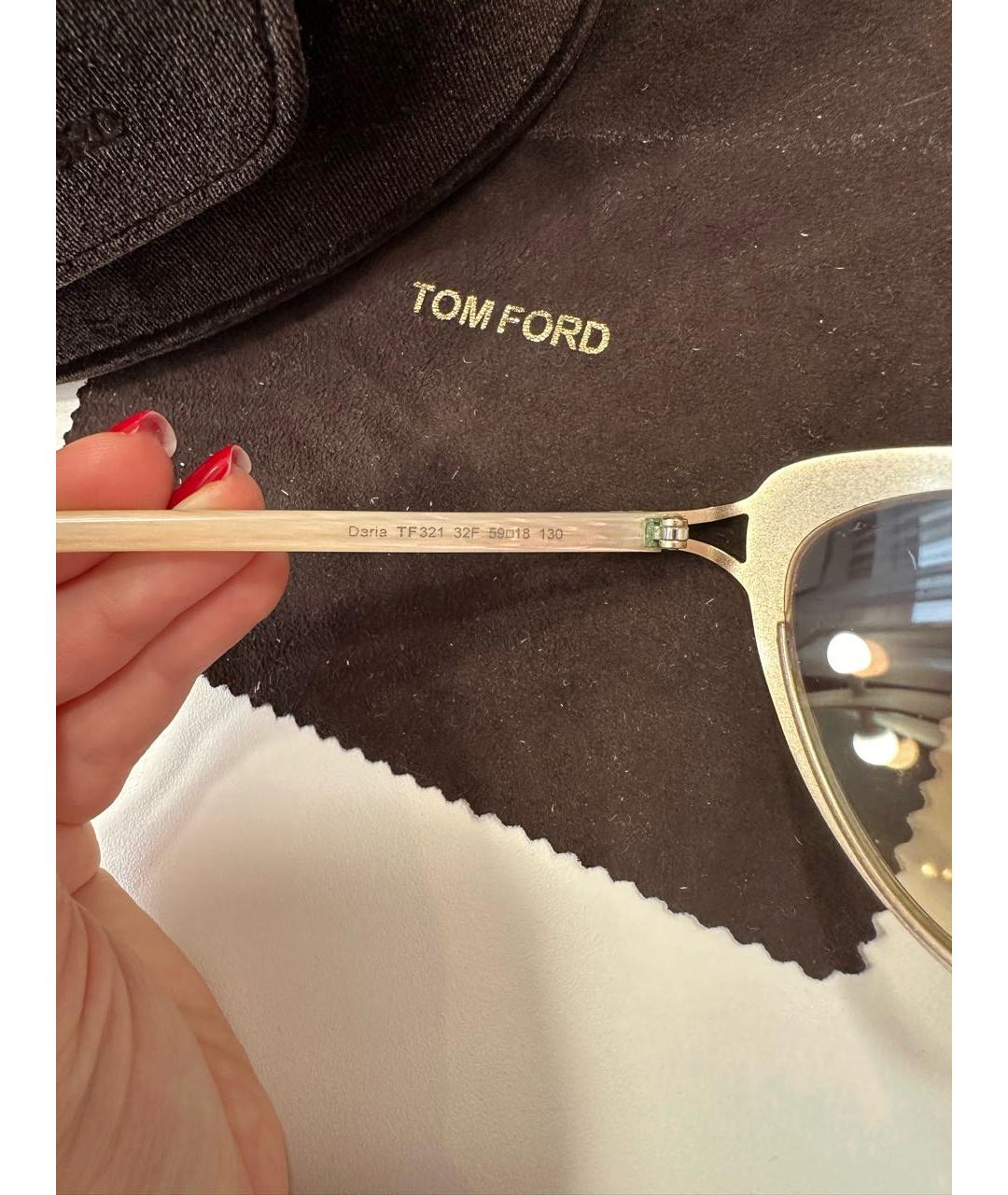 TOM FORD Белые металлические солнцезащитные очки, фото 5
