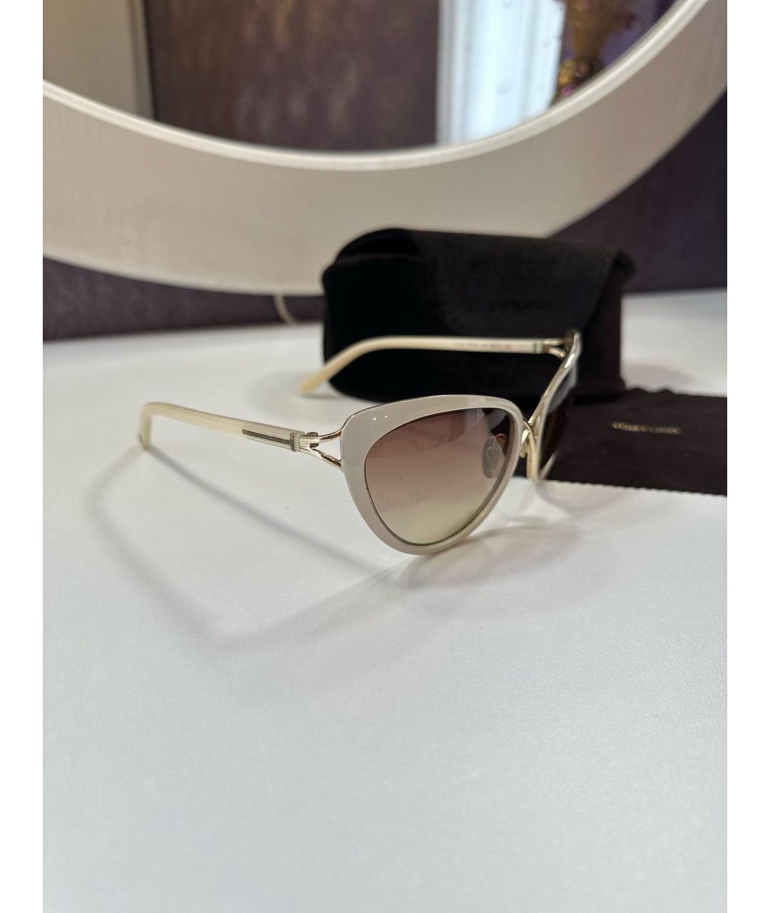 TOM FORD Белые металлические солнцезащитные очки, фото 2
