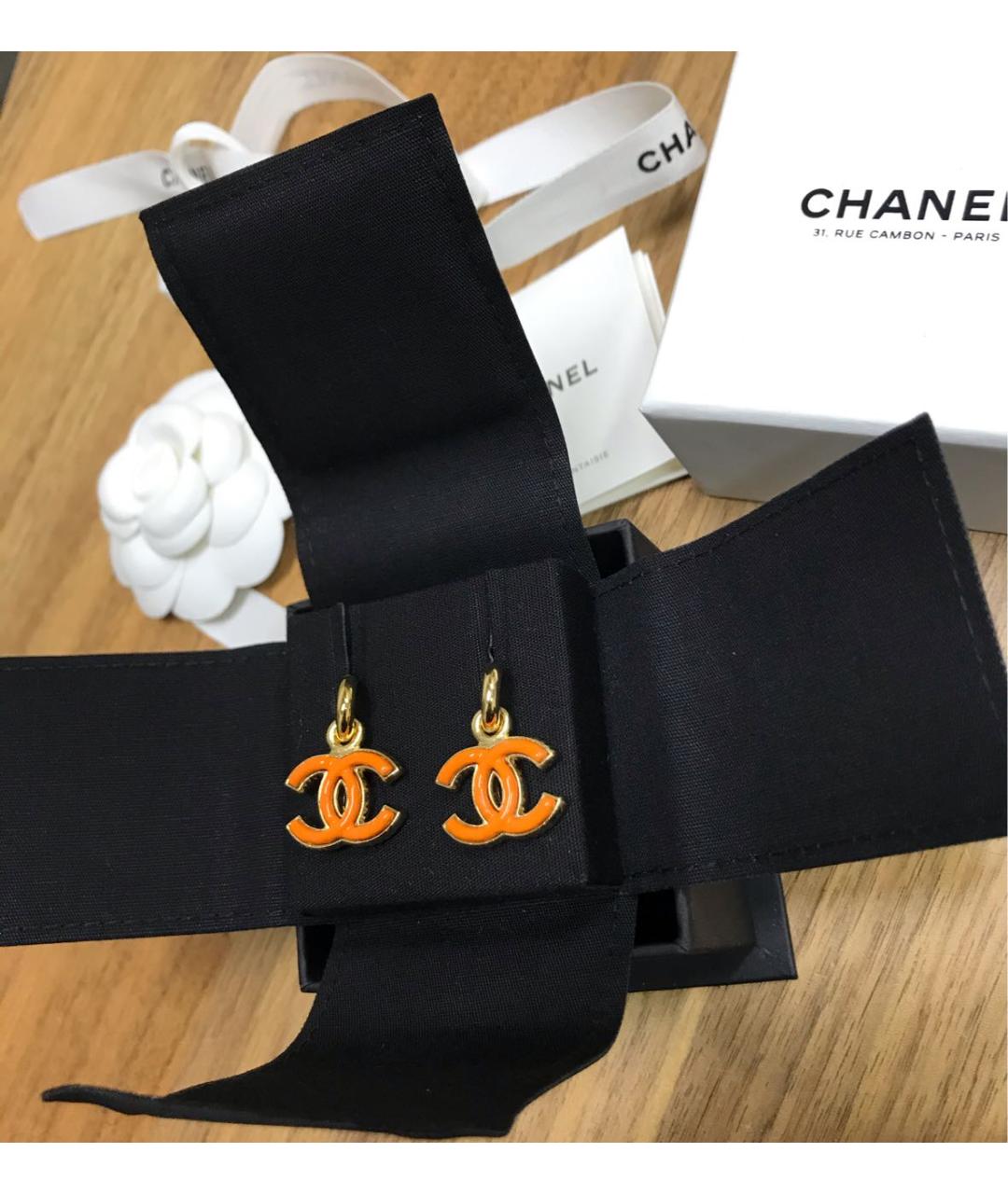 CHANEL Оранжевые серьги, фото 3