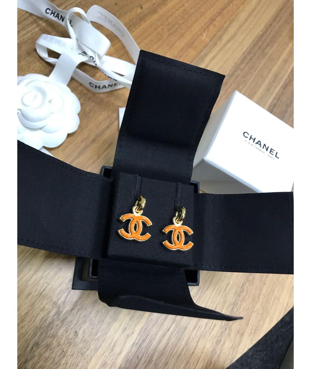 CHANEL Оранжевые серьги, фото 4