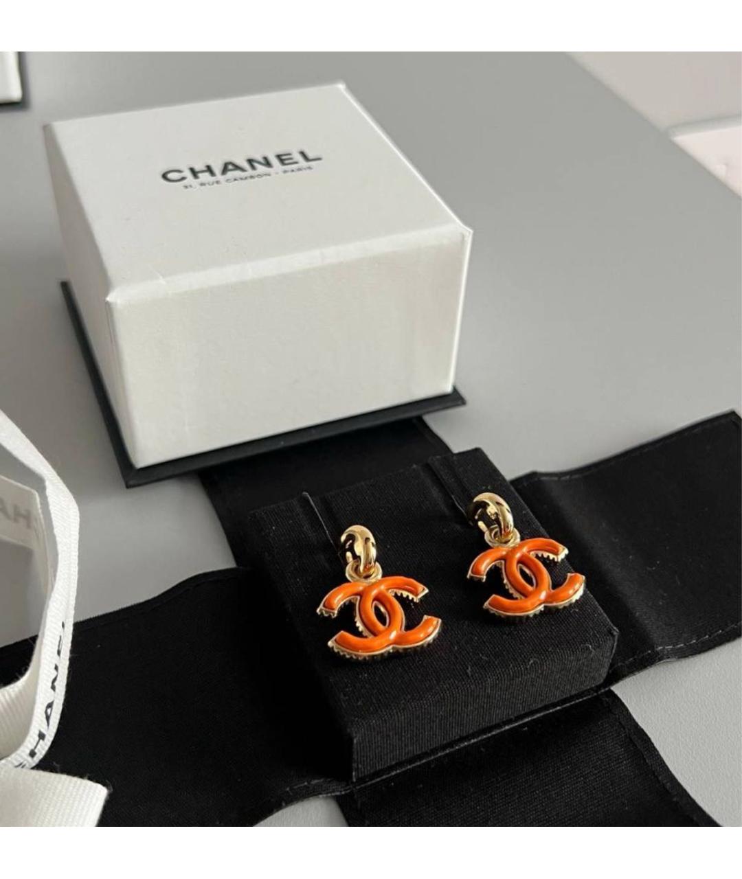 CHANEL Оранжевые серьги, фото 2