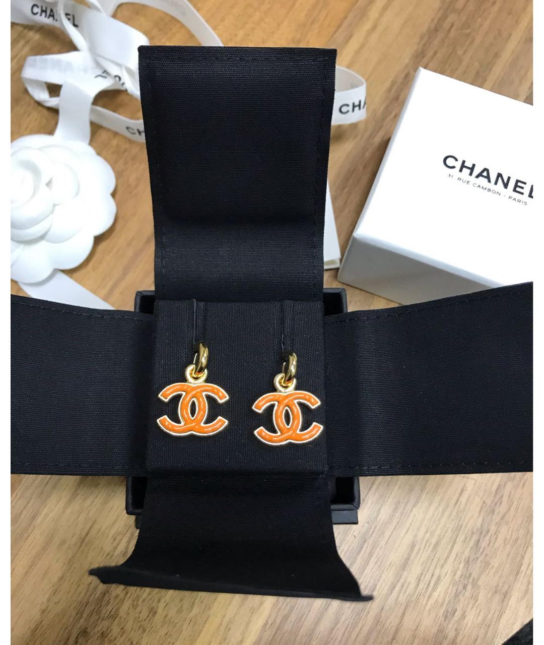 CHANEL Оранжевые серьги, фото 5