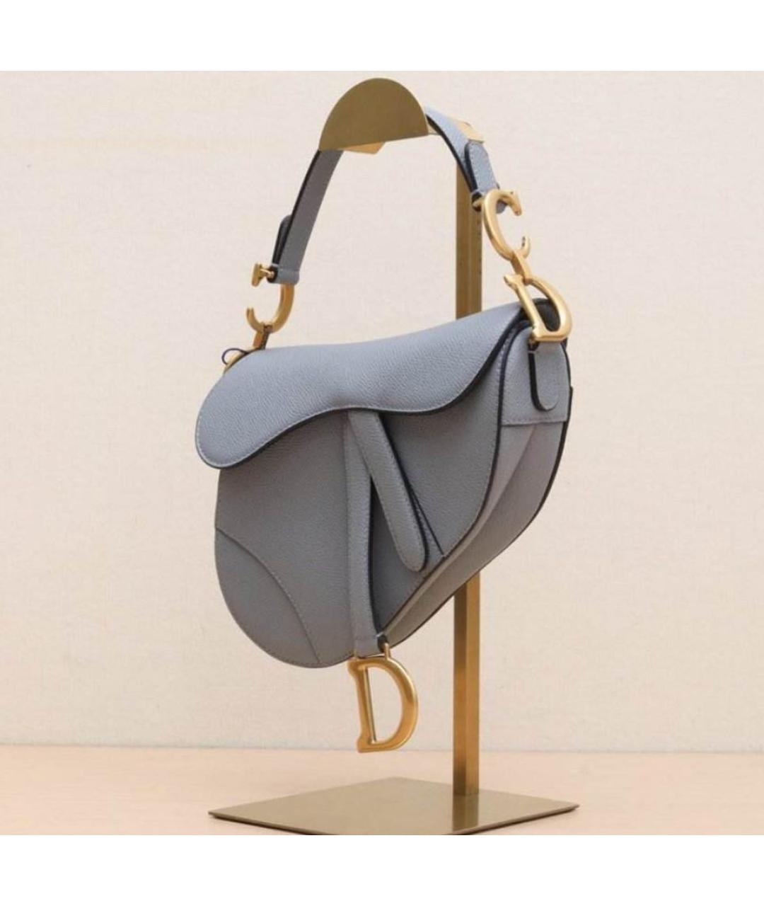 CHRISTIAN DIOR Голубая кожаная сумка через плечо, фото 4