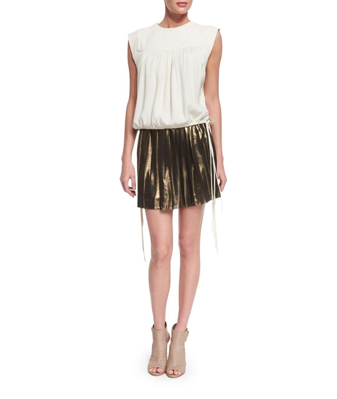 ISABEL MARANT ETOILE Золотая полиэстеровая юбка мини, фото 5