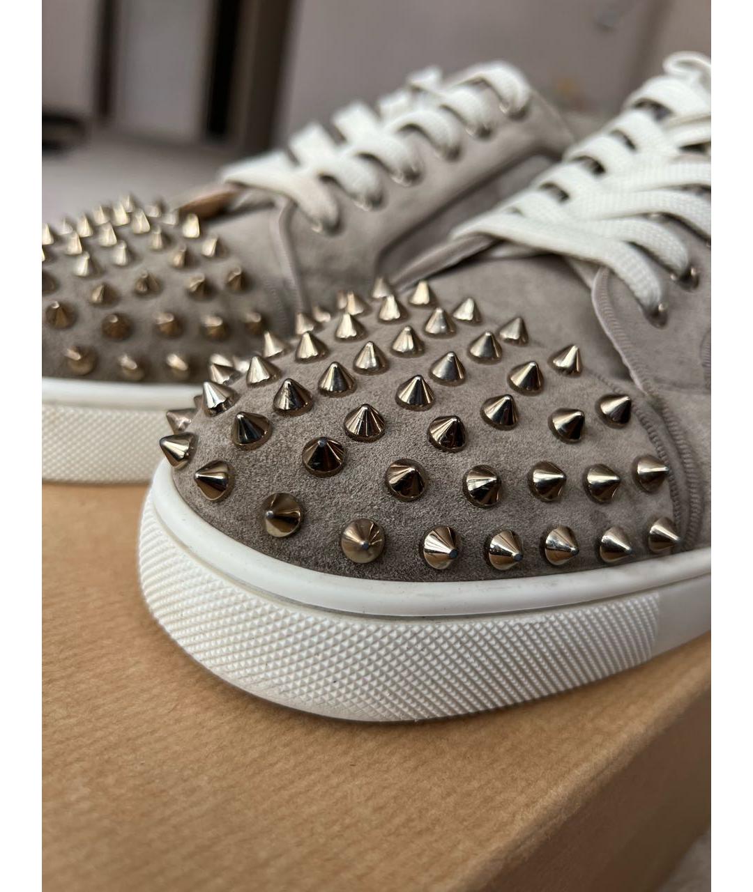 CHRISTIAN LOUBOUTIN Бежевые замшевые низкие кроссовки / кеды, фото 6