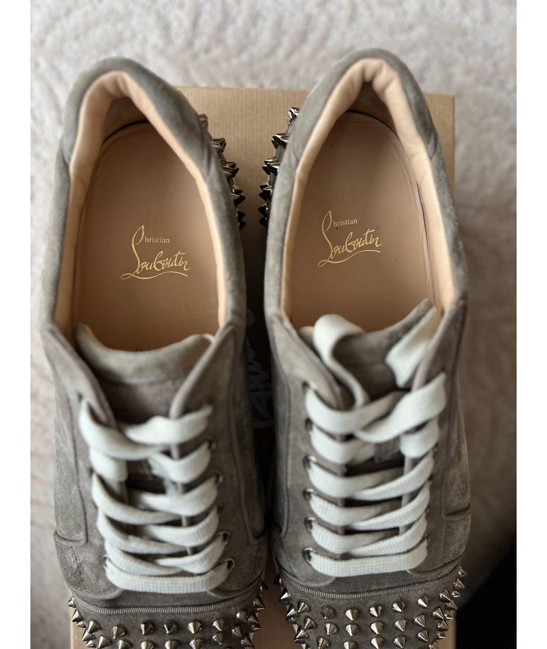 CHRISTIAN LOUBOUTIN Бежевые замшевые низкие кроссовки / кеды, фото 3