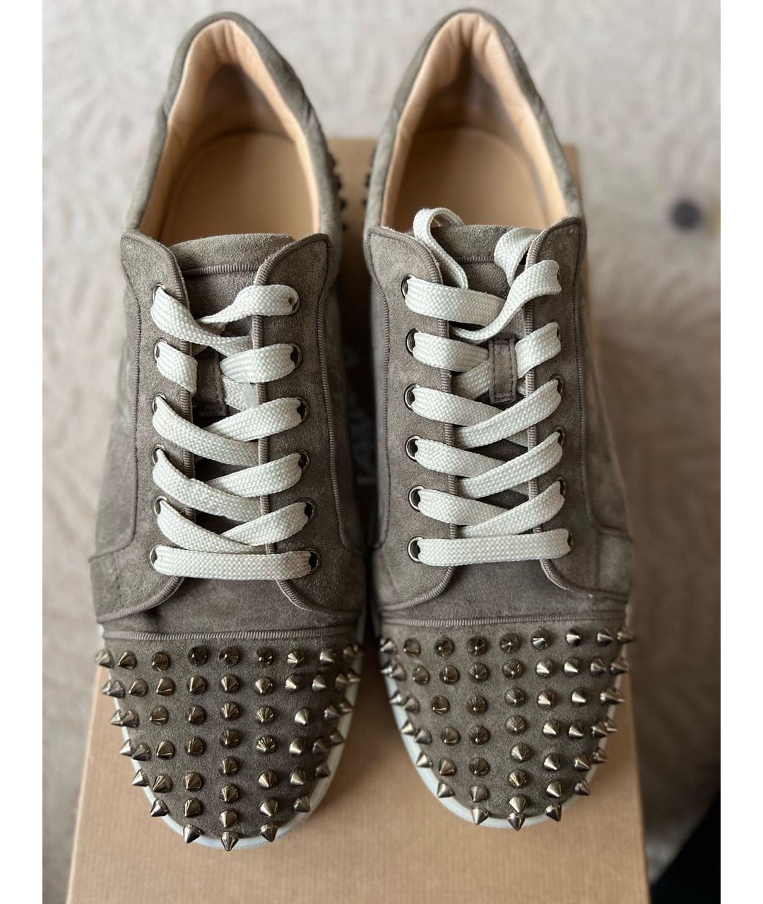 CHRISTIAN LOUBOUTIN Бежевые замшевые низкие кроссовки / кеды, фото 2