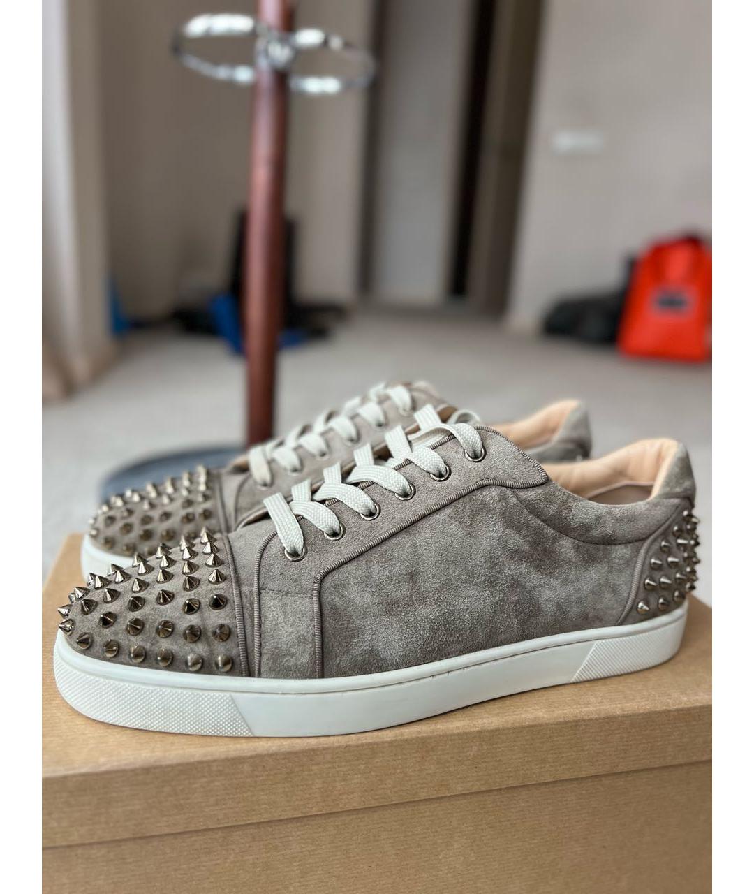 CHRISTIAN LOUBOUTIN Бежевые замшевые низкие кроссовки / кеды, фото 9